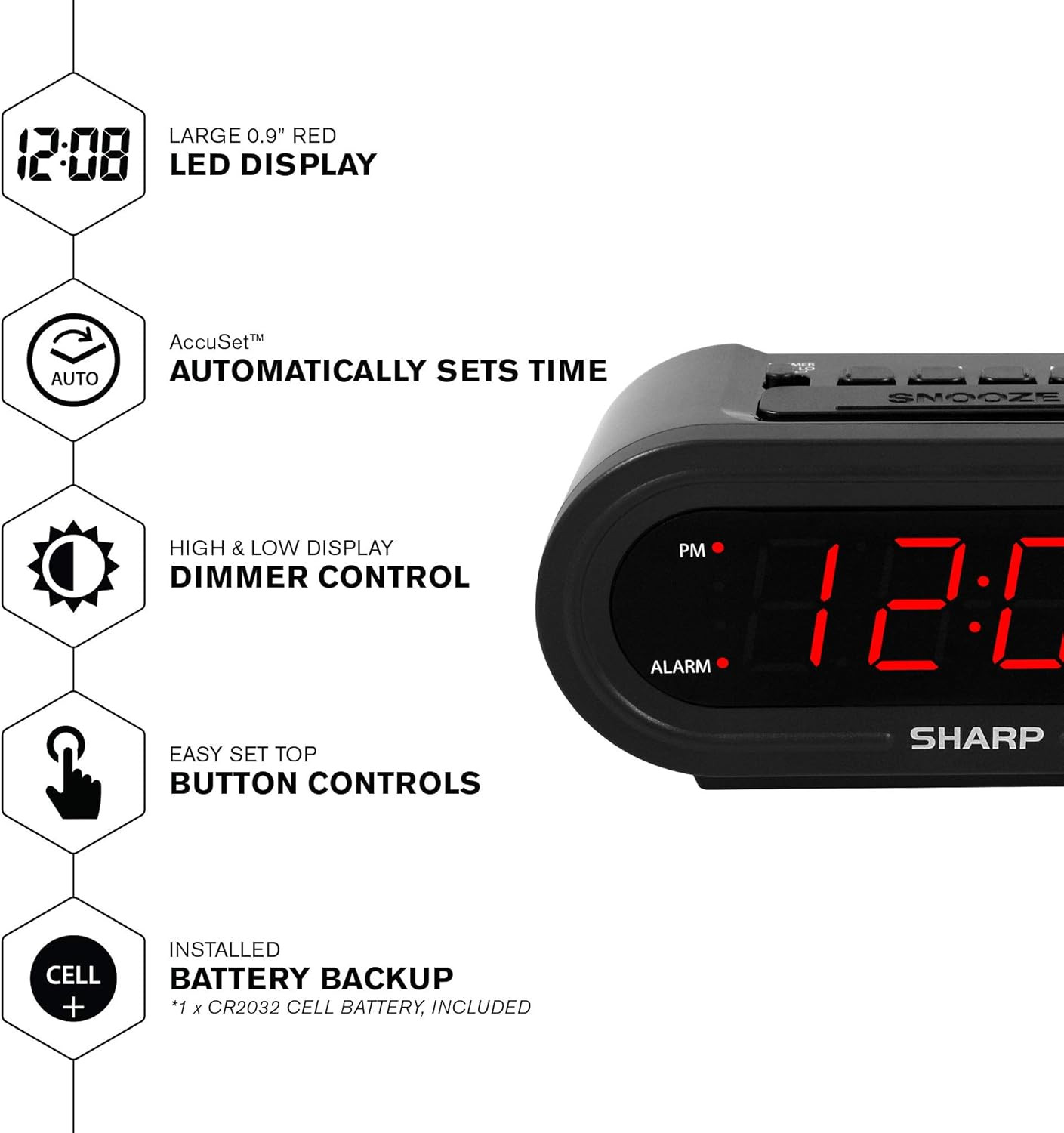 AccuSet Automatic Smart Alarm Clock – Self-Setting Digital Clock, Auto Time & DS gallery