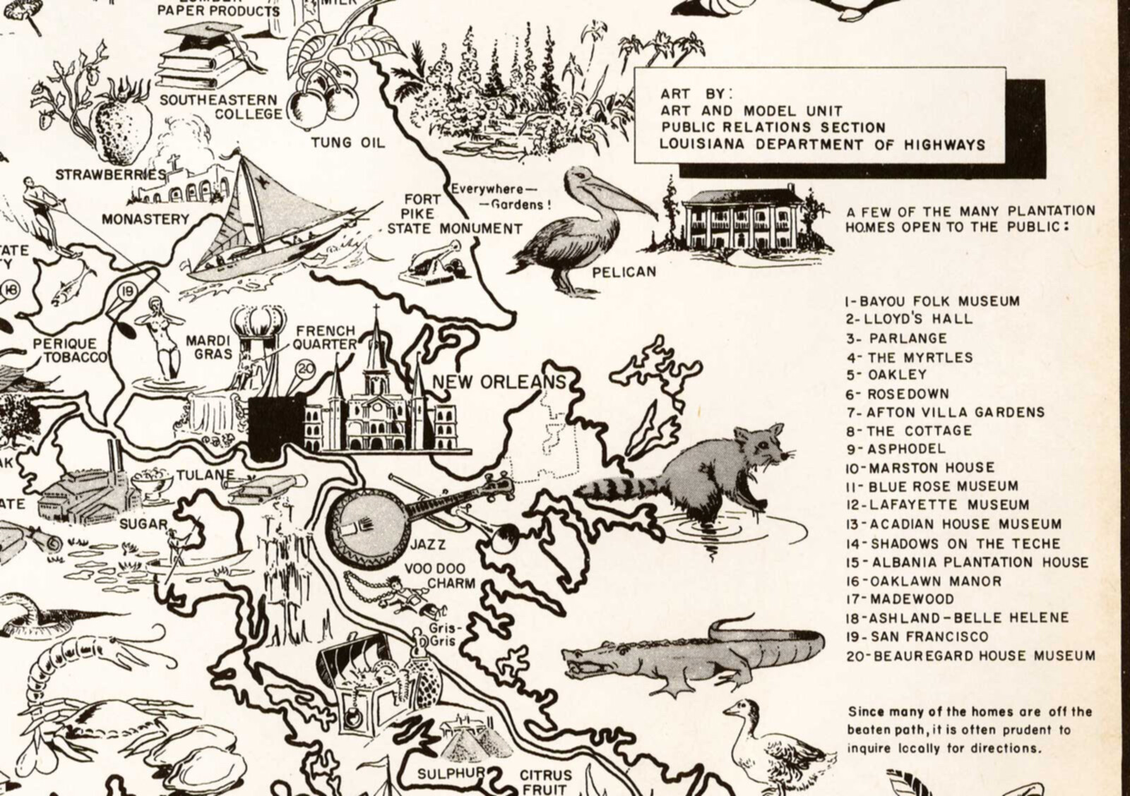 Pictorial Louisiana Nature's Cornucopia Map Wall Art Poster Print Decor Artwork gallery