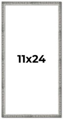 11×24 Frame Silver Grey Distressed Solid Wood Picture Frame | 0.75 Inch Moulding
