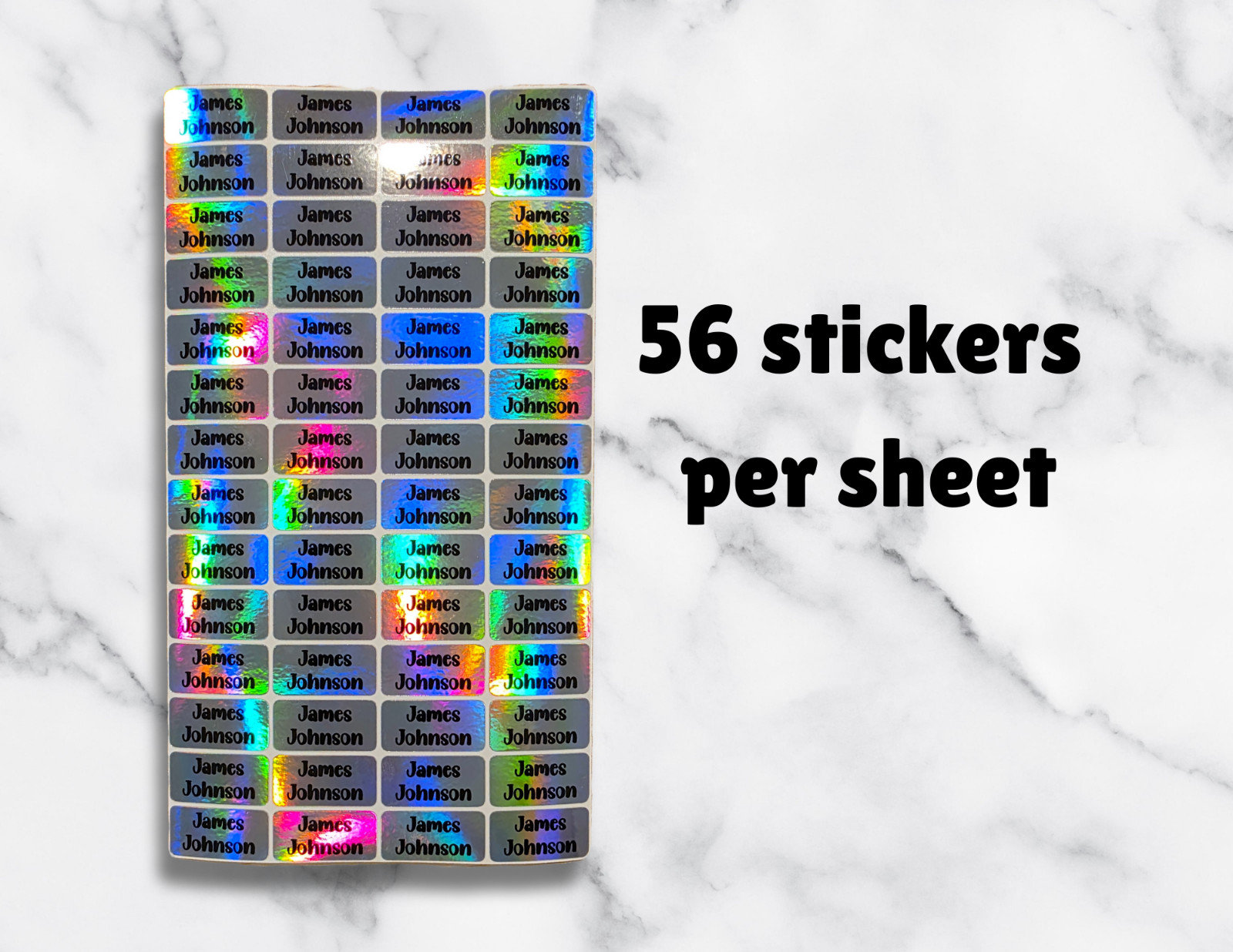 Custom Name Holographic Sticker Sheets – 56 Personalized Labels Per Sheet gallery