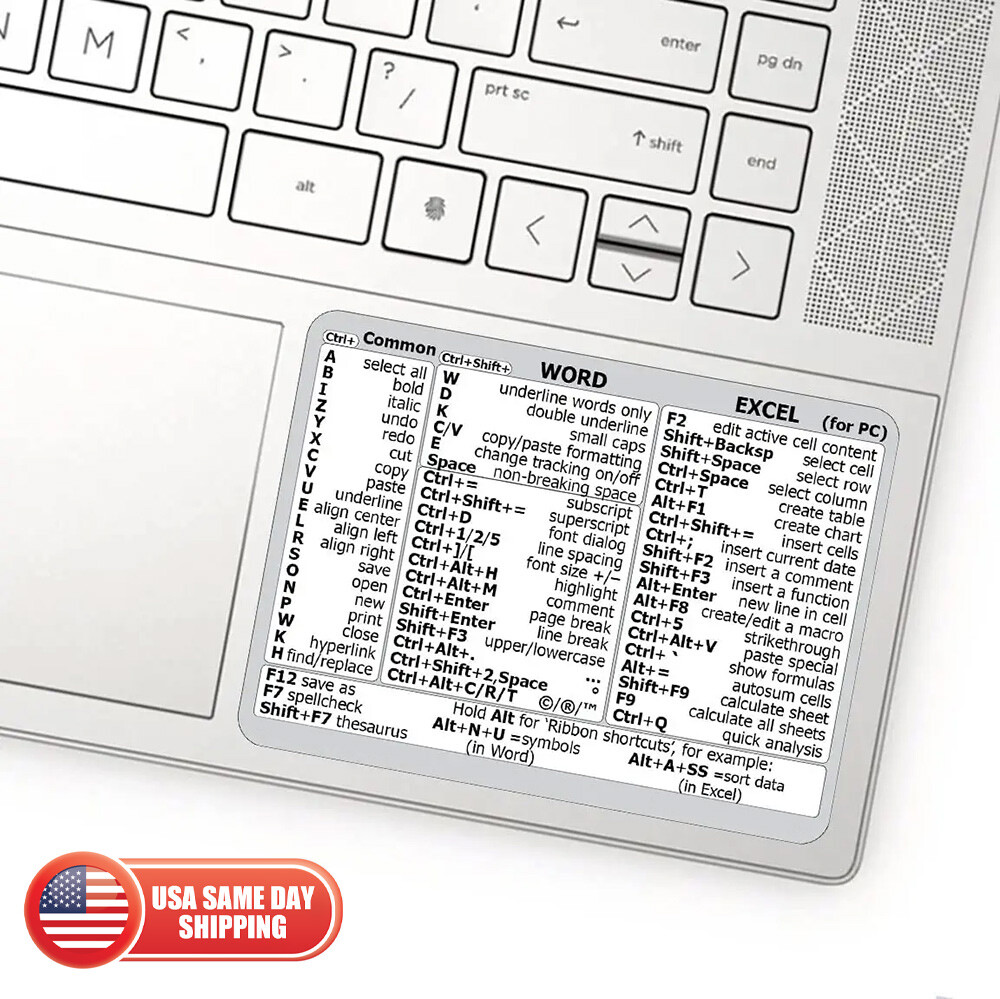 Windows PC Laptop Microsoft Word Excel Reference Guide Keyboard Shortcut Sticker gallery