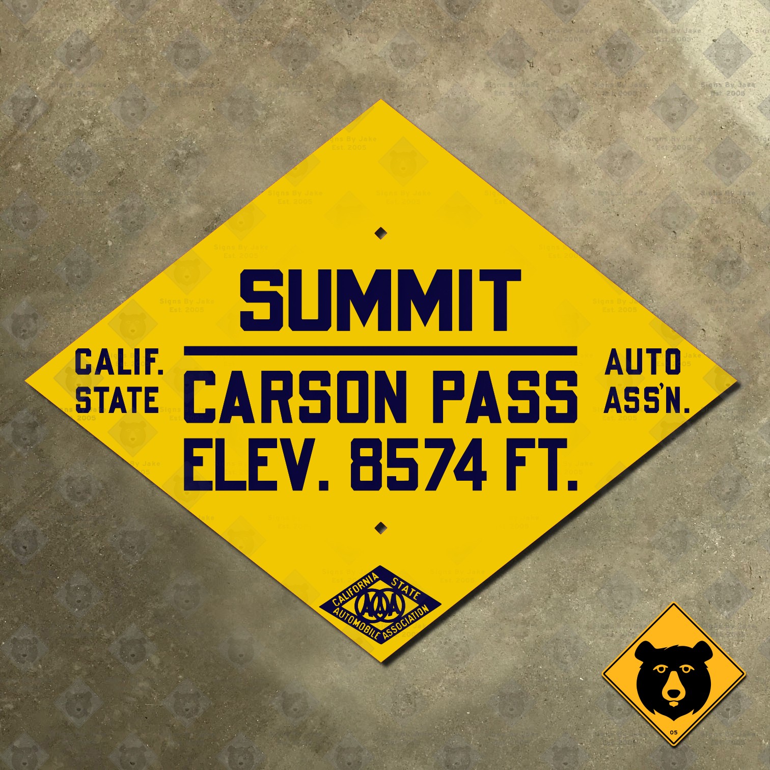Carson Pass California CSAA State Route 88 highway road sign auto club 29x22 gallery