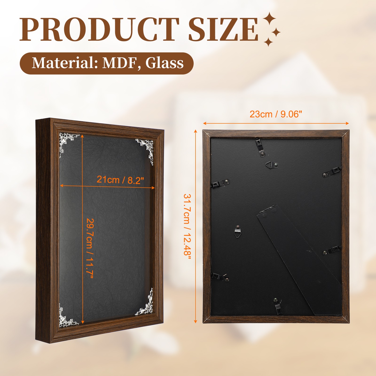 Specimens Display Frame, 11.7 x 8.2 Inch Shadow Box Mini Memory Box Frame, Brown gallery