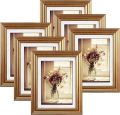 5×7 Picture Frames (Gold,6 Pack)Display Pictures 5×7 with Mat or 6×8 Without Mat
