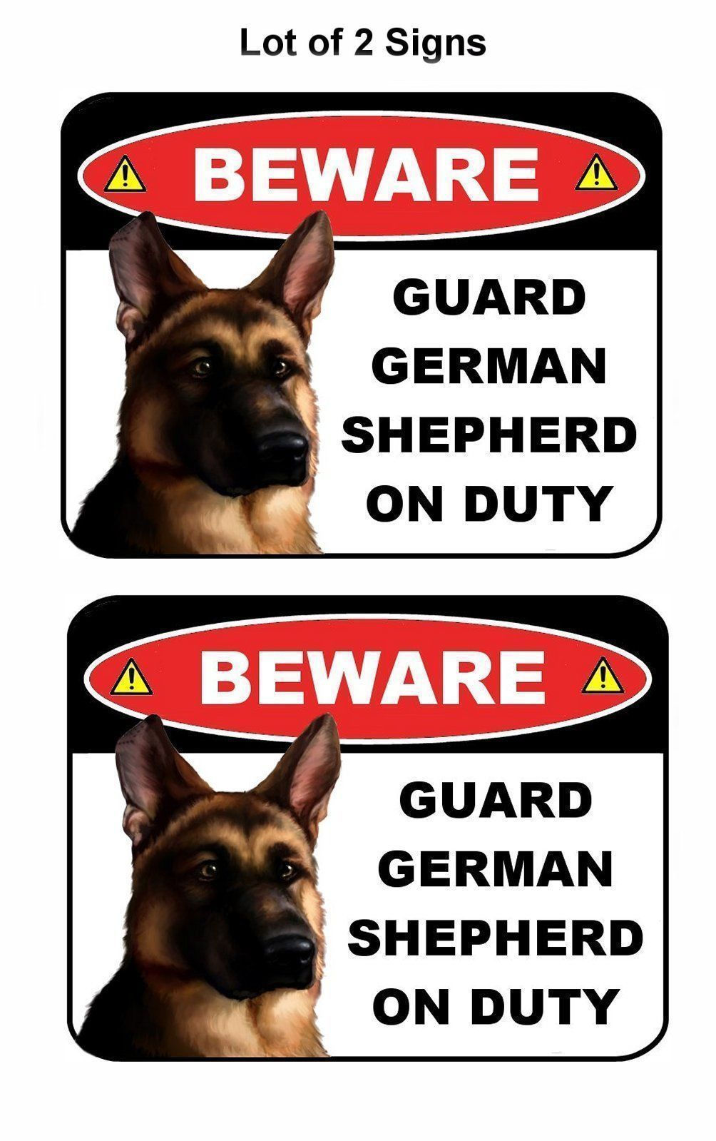 2 Count PCSCP "Beware Guard German Shepherd on Duty" 9 x 11.5 Laminated Dog Sign gallery