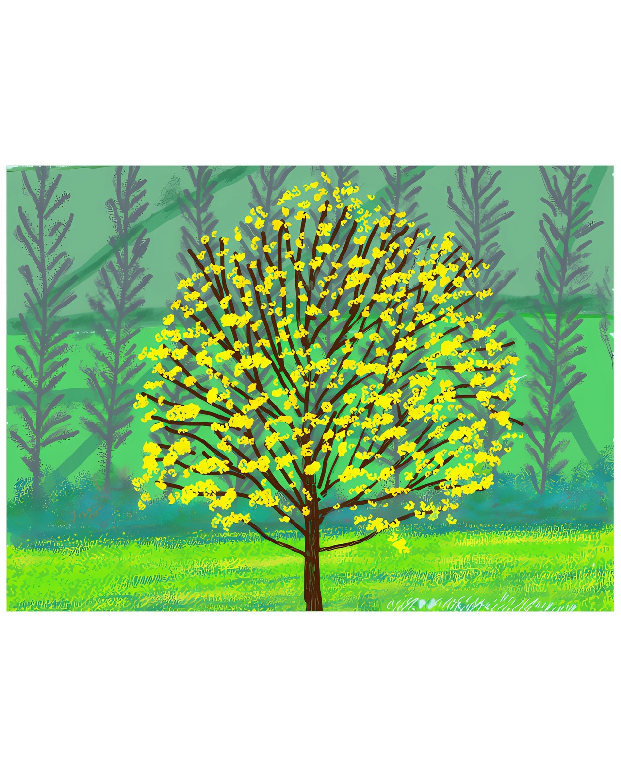 David Hockney Yellow Leaf Tree Poster Size M Vibrant Spring Art Graphic gallery