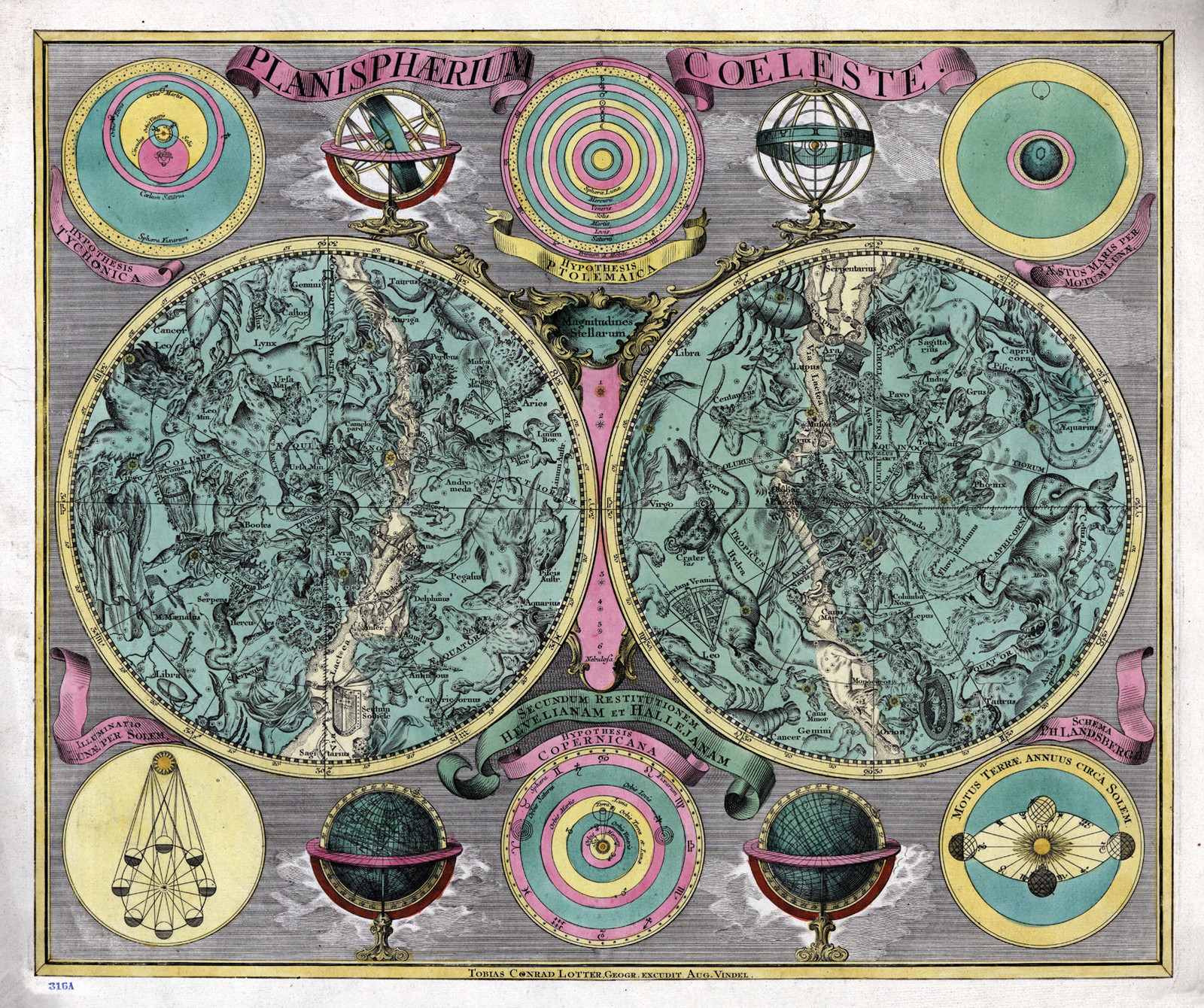 1772 Celestial Map Chart Planisphaerium Coeleste Astronomy Diagram Wall Poster gallery