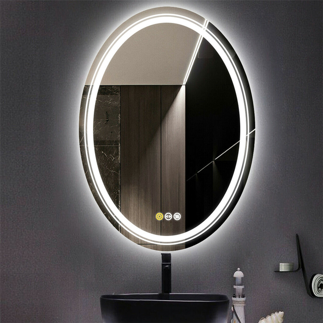 Bright LED Large Fogless Bathroom Vanity Mirror Oval Wall Lighted Makeup Mirror gallery