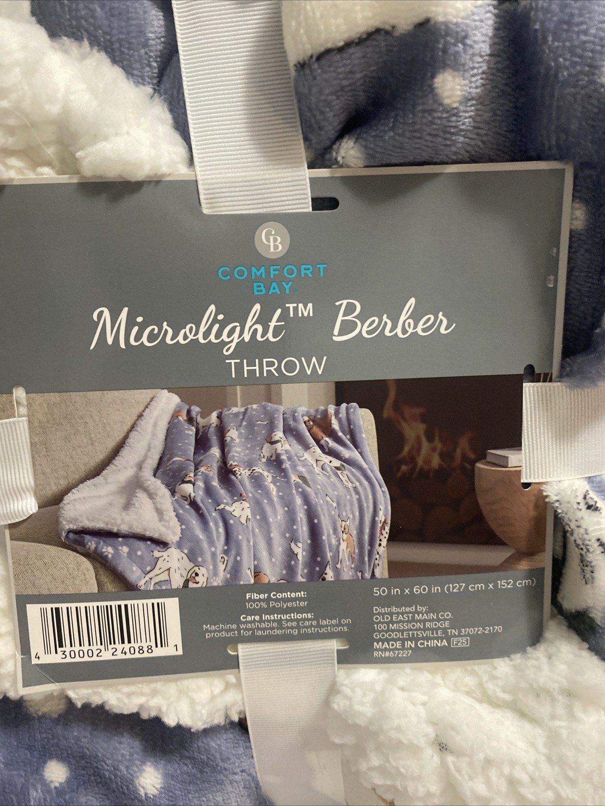 Blanket 100% Polyester Confort Bay Microlight Berber Dog Print Throw 50”x60” New gallery