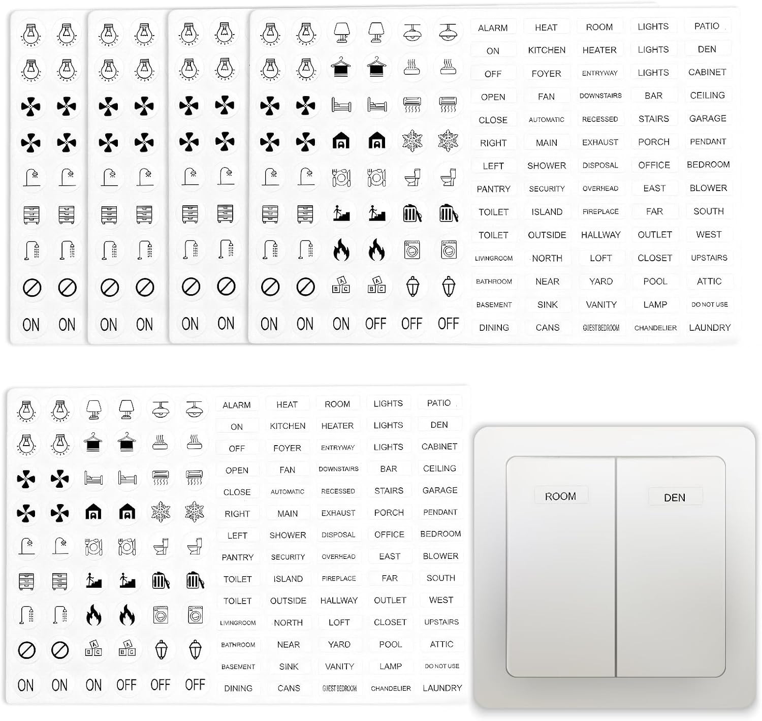 Transparent Light Switch Labels 620PCS, Waterproof Switch Stickers for Home Offi gallery