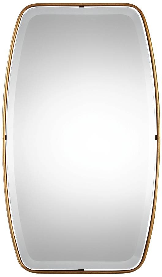 Round Rectangular Vanity Accent Wall Mirror Modern Gold Frame 21" Wide Bathroom gallery