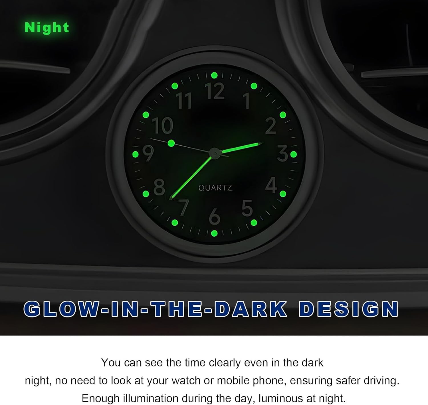2PCS Stick on Dashboard Car Clock, Mini Luminous Automotive Vent Clip Quartz Clo gallery