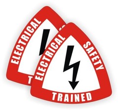 (2) Electrical Safety Trained Hard Hat Sticker Decal