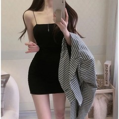 Elegant Solid Sling Sleeveless Type A Sheath Mini Short Dresses Summer New Sexy