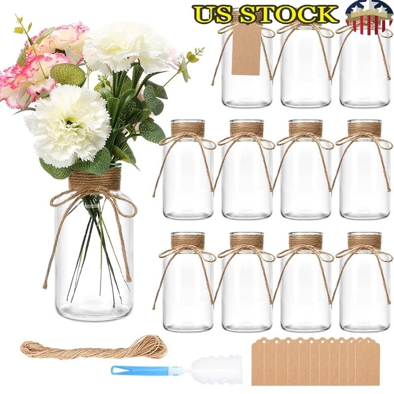 Rustic Clear Glass Vase W/ Hemp Rope Decorative Floral Centerpiece Ideal Events gallery