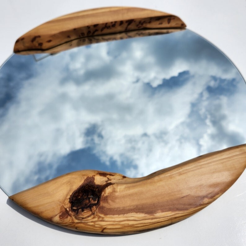 Made to order Olive Wood Mirror, Custom Order Live Edge Wooden Wall Mirror Gift gallery