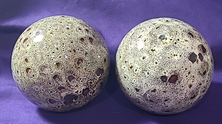 Pair Silver/Black Marbled Ceramic Decorative Balls 4.5" Orb Sphere Home Decor gallery