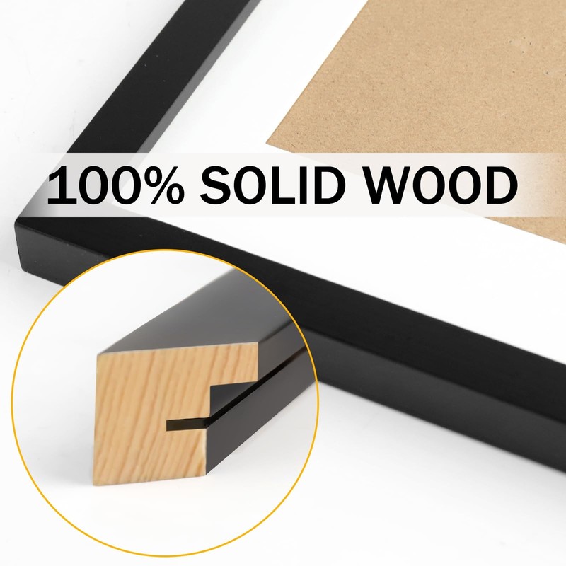 8x10 Black Picture Frames Nature Solid Wood 4 Pack for Wall Mounting and Tabl... gallery