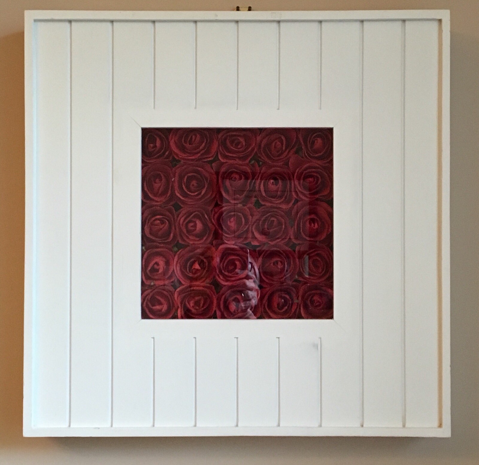 Red Roses in White Shadow Box Home Wall Hanging Art Decor (31 1/2" Square) gallery