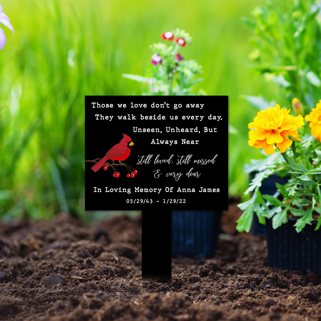 Memorial Stake with Cardinal Personalized Acrylic Plaque Garden Grave Marker gallery