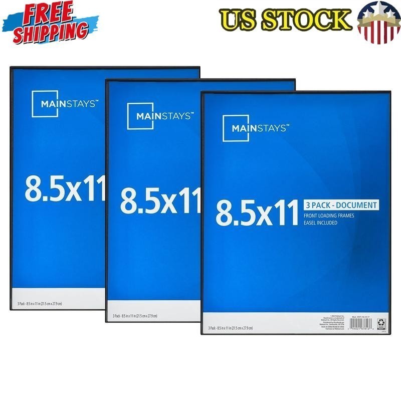 Set 3 Front Loading Document Picture Frames Perfect Home Decor Display 8.5x11 In gallery