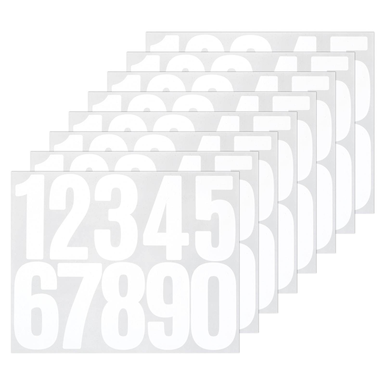 3" Vinyl Sticker Numeric Sheets with Numbers 0 to 9 [80pcs White] gallery