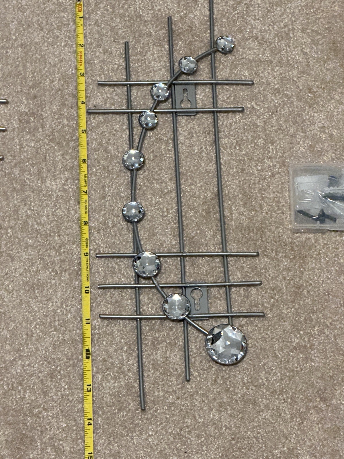 Modern Abstract Metal Wall Sculpture Set of 4 w/ Clear Crystal Accents gallery