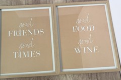 Kitchen Wall House Decor Frame Set 2 Food Wine Friends Dining Room 12×15