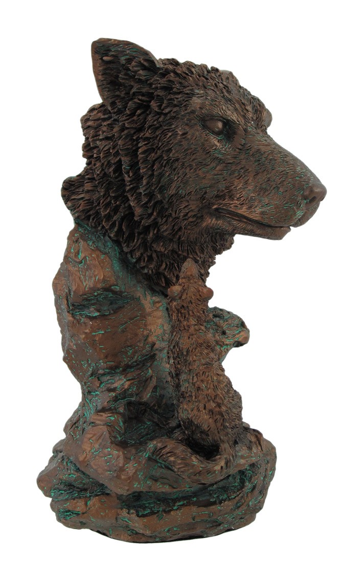 Bronzed Wolf Bust Statue 7 In. gallery
