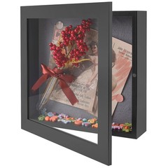 11×11 Black Shadow Box Frame Wall Tabletop 2 In Deep Front Opening Memory Box