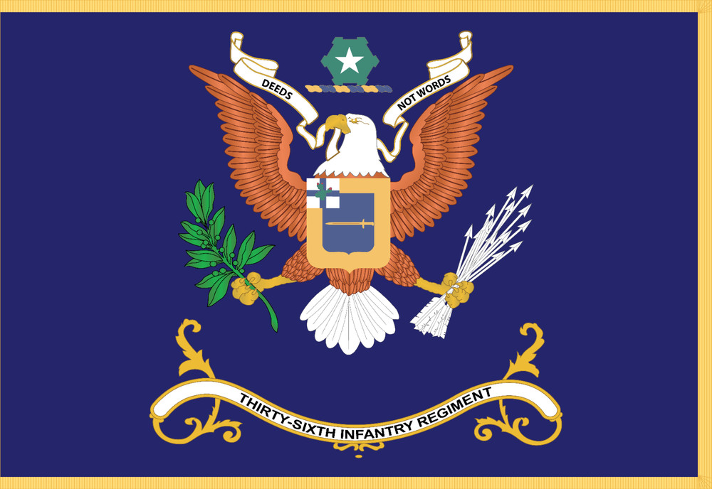 Rectangle Flags - 36th Infantry Regiment - DEEDS NO WORDS X 300