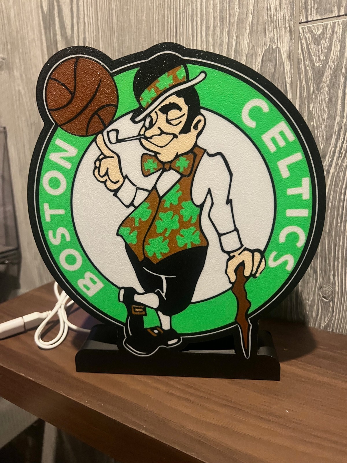 Boston Celtics LED Sign – 5V Dimmable Light – NBA Team Decor – 9 x 9 gallery