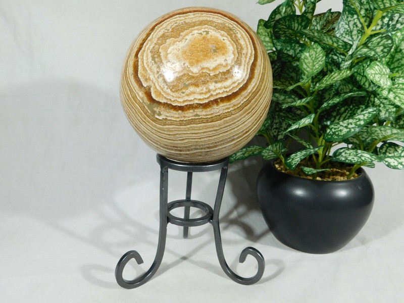 Sphere Display Stand Scroll Design Dark Silver Medium Size gallery