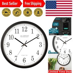 14-Inch Classic Black Atomic Clock – Quartz Movement for Accurate Timekeeping