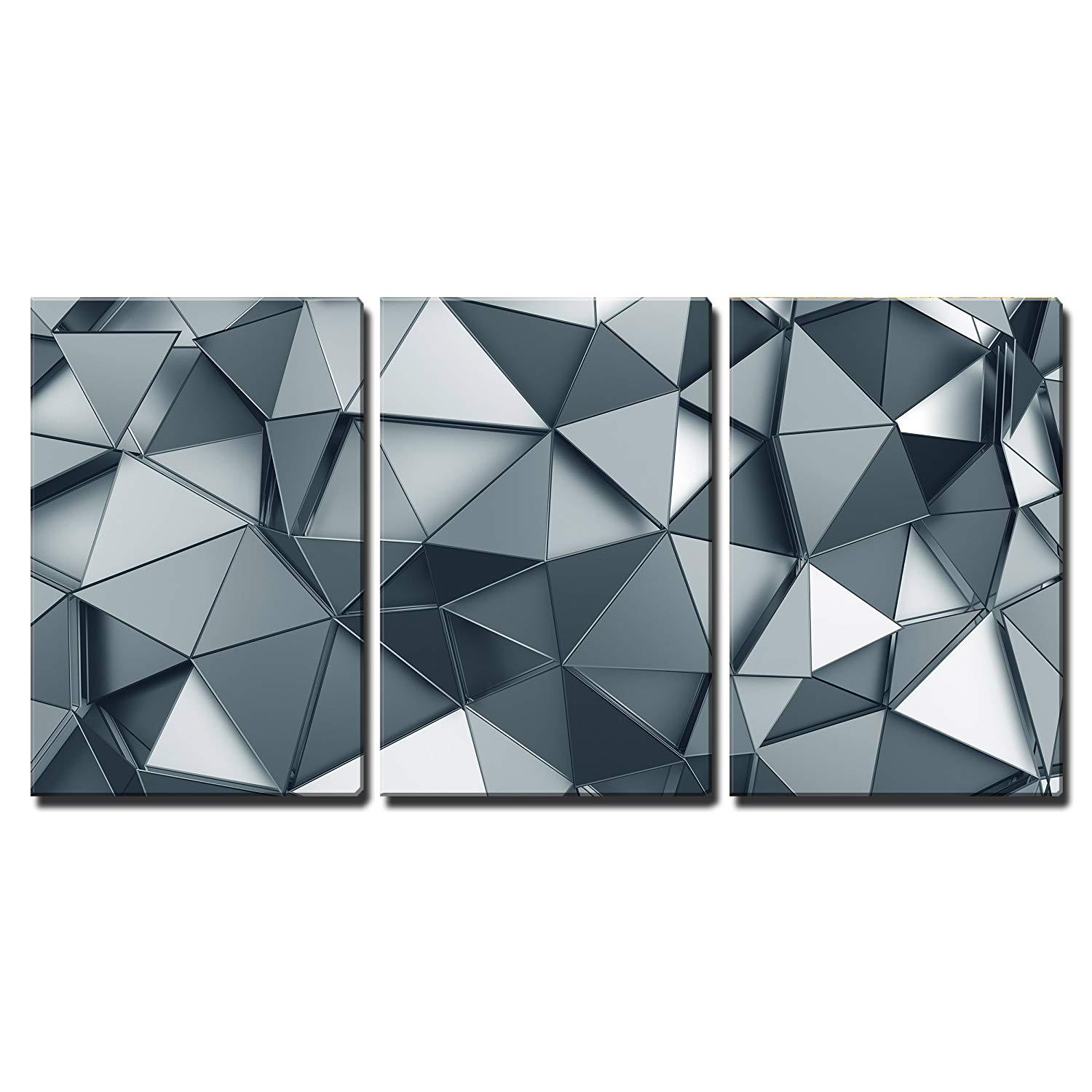 wall26 - Abstract 3D Metal Background - Canvas Art Wall Decor - 16"x24"x3 Panels gallery