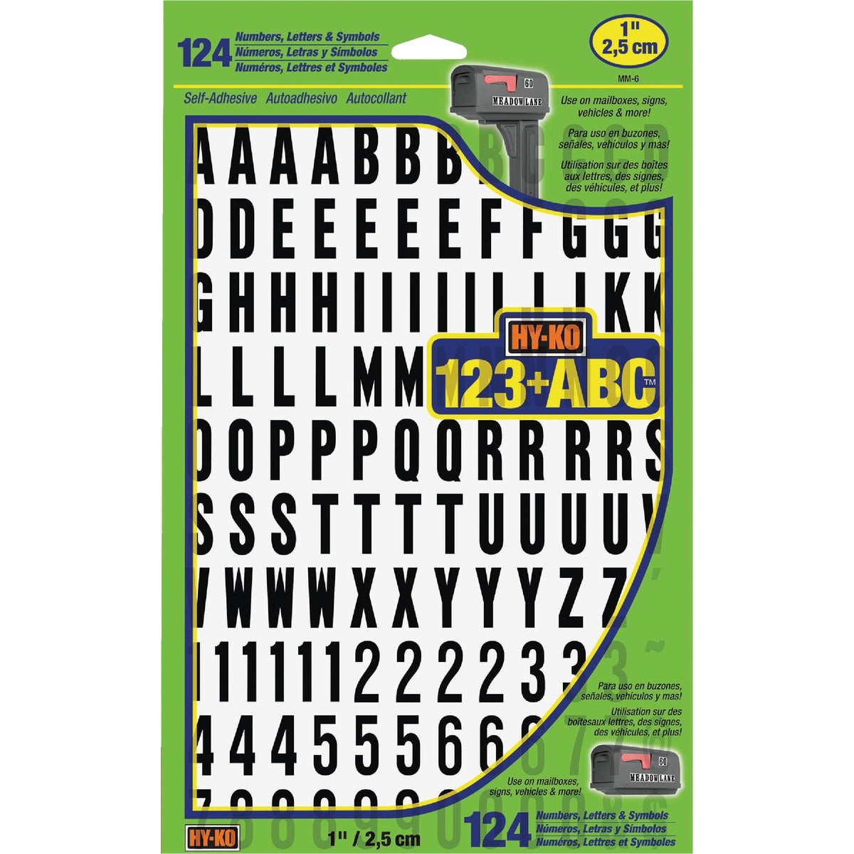 Hy-Ko 1 In. Numbers, Letters & Symbols (124 Count) MM-6 Hy-Ko MM-6 029069020606 gallery