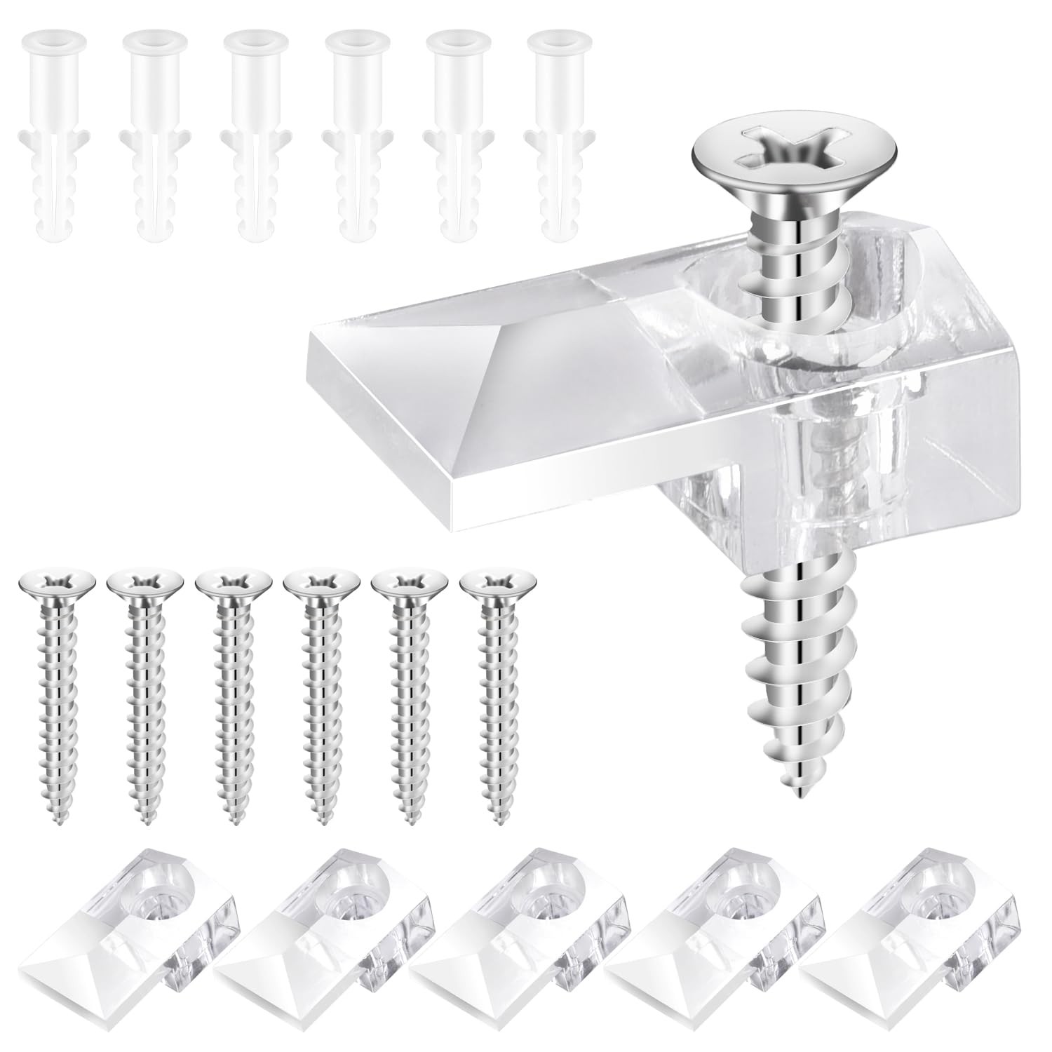 Mirror Holder Clips Set 30 Sets Mounting Hardware with Screws Clear gallery