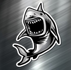 (1) ONE Shark Greyscale Decal Sticker Car Boat Fishing Dive Beach Ocean Boating