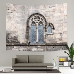 Medieval Castle Window Extra Large Tapestry Wall Hanging Poster Background Games
