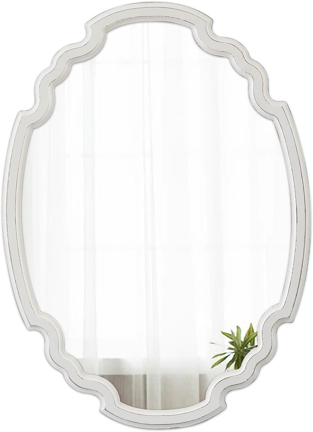 Distressed White Rustic Oval Mirror 22x30 Inch for Farmhouse Wall Decor gallery