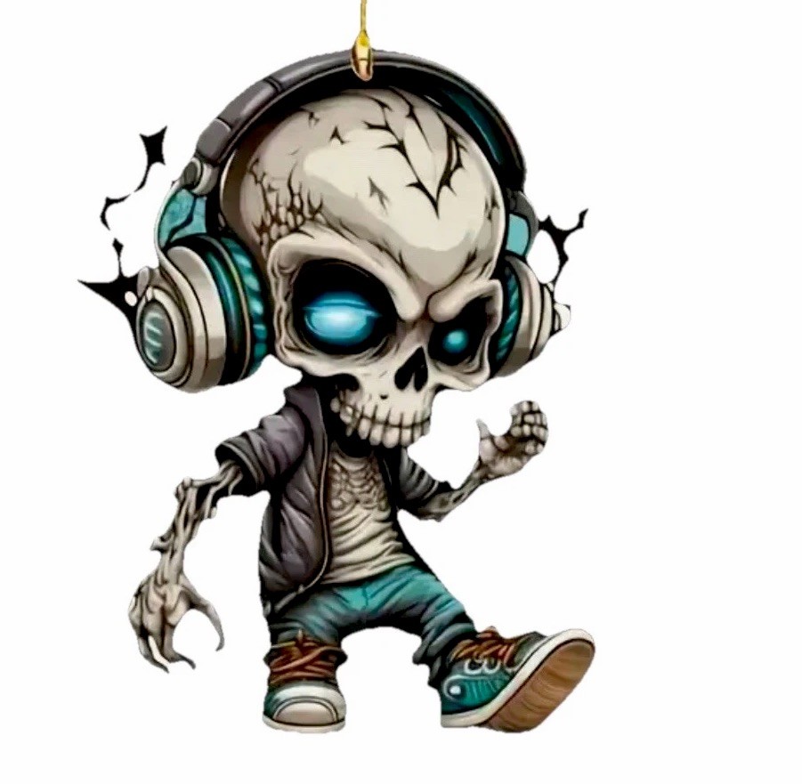 Skull Rocker Charm Sun Catcher Ornament Double Sided Acrylic US Stock gallery