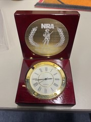 NRA Second Amendment Task Force Cherry Wood Quartz Desk Clock