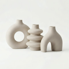Modern White Ceramic Vase Donut U-Shape Stacked Rings | Single or 3pc Set