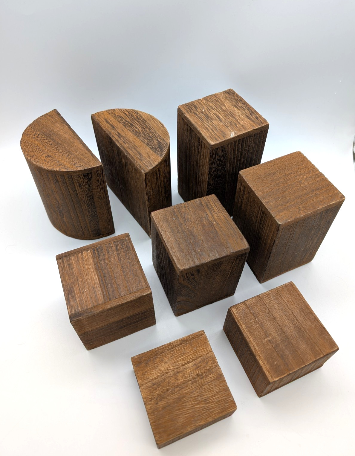 Rustic Hollow Wood Block Risers 8 Pc Set Walnut Display Photo Props Pedestals gallery