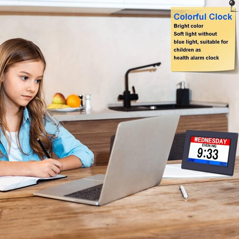 AINFTIME Clock With Day And Date For Elderly-3 Colors Display Digital Calendar gallery