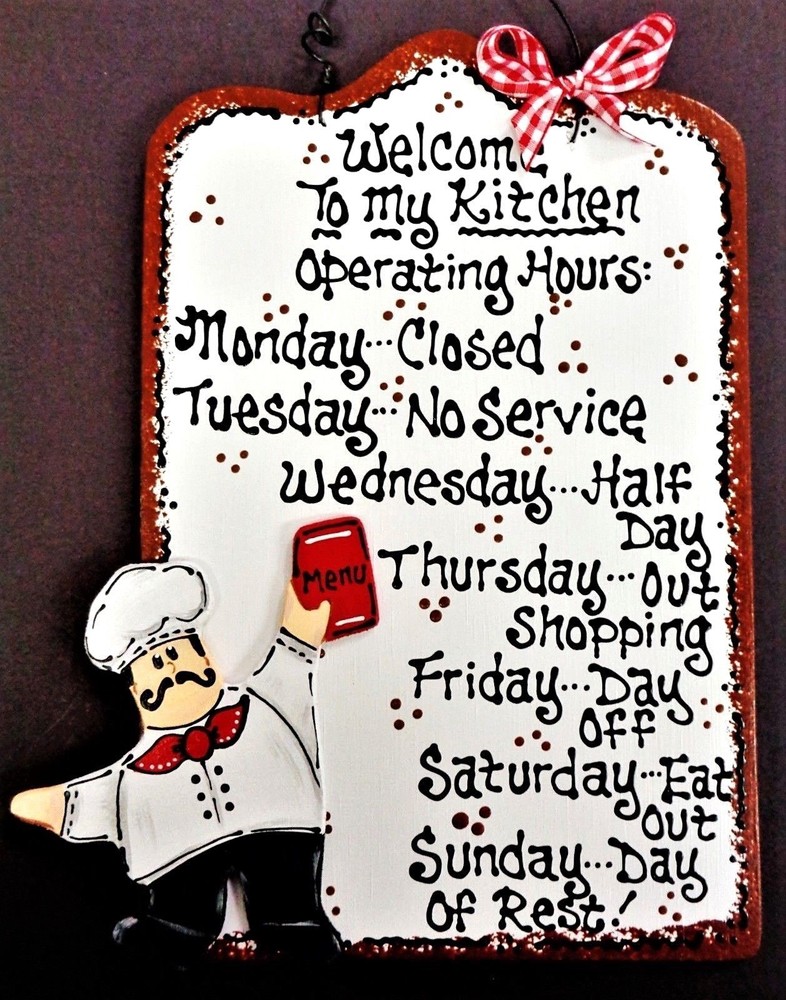 FAT CHEF Kitchen Operating Hrs KITCHEN SIGN Cucina Bistro Wall Art Hanger Plaque