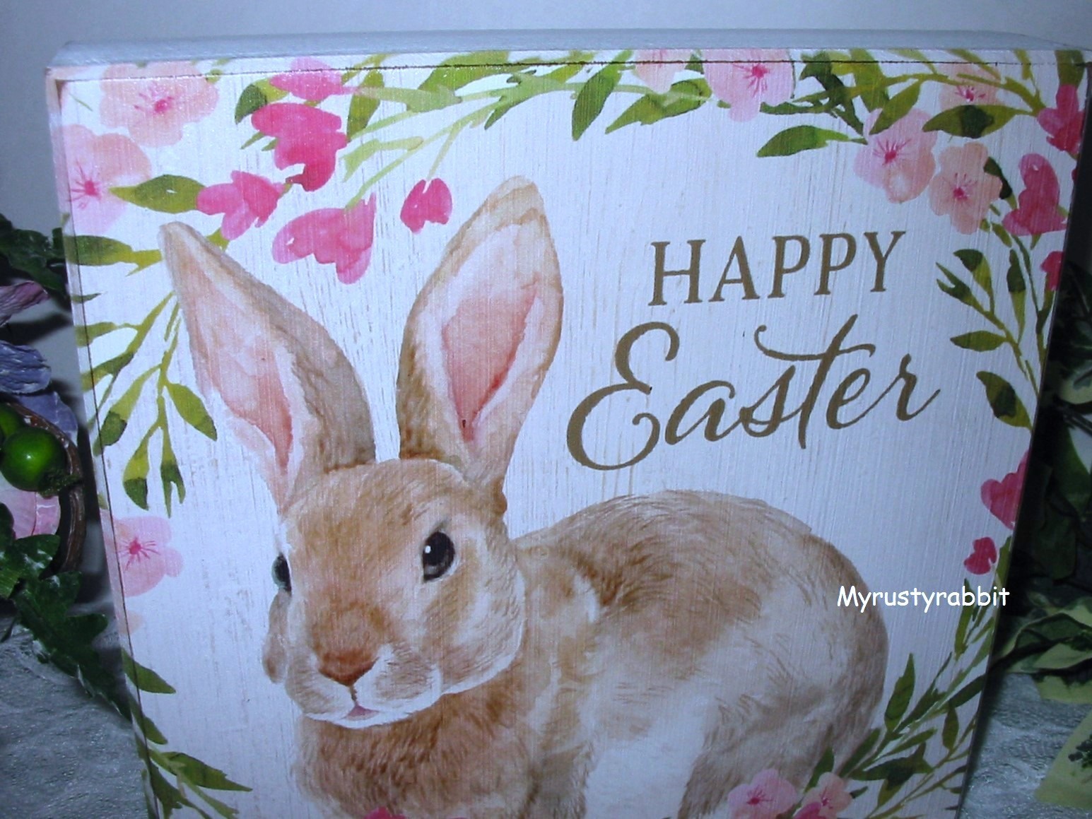 Happy Easter Wooden Box Sign Shelf Sitter ~ 8" Spring Bunny ~ Sixtrees New gallery