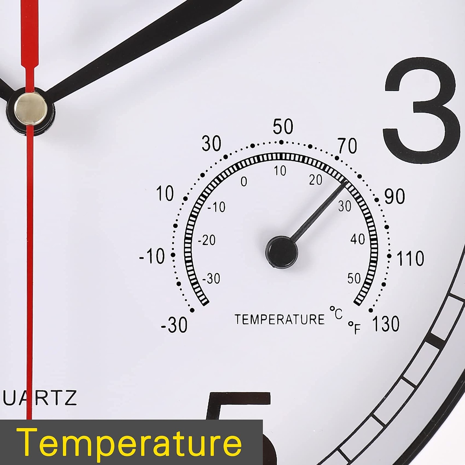 8 Inch Wall Clock with Temperature & Humidity, Battery Operated Aluminum Frame W gallery