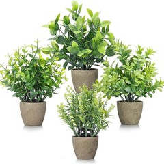 4 Pack Fake Plants Ceramic Mini Artificial Greenery Potted Plants for Home Decor