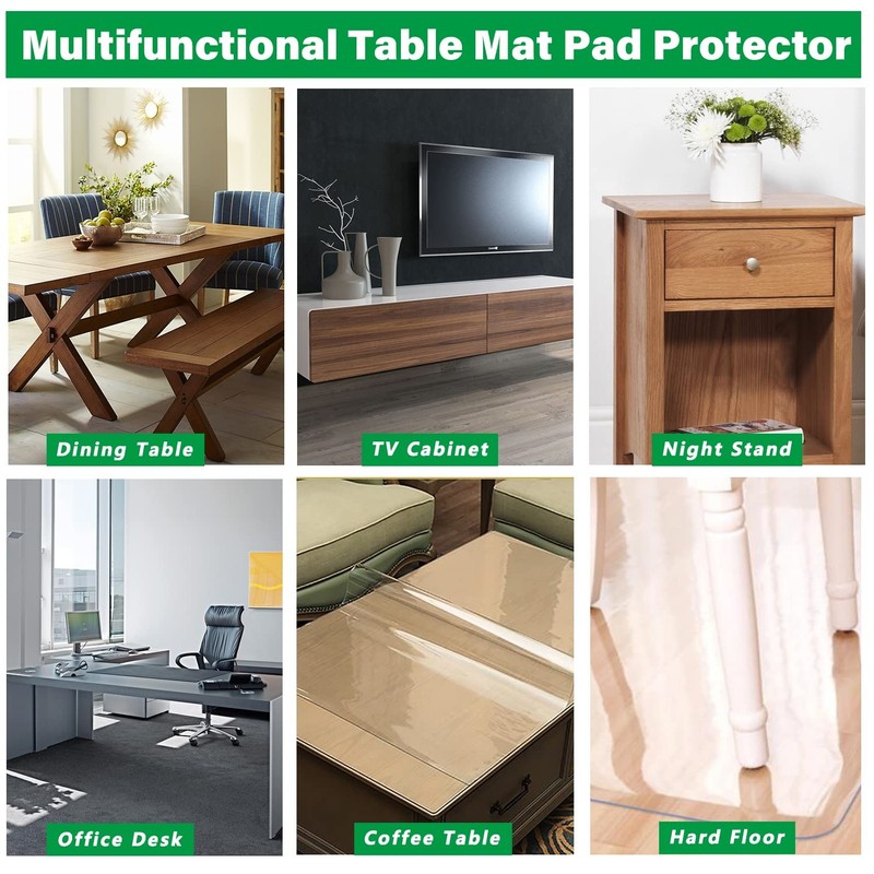 Linkgro Rectangle Clear Table Protector Plastic Pvc Glass Tablecloth Protective gallery